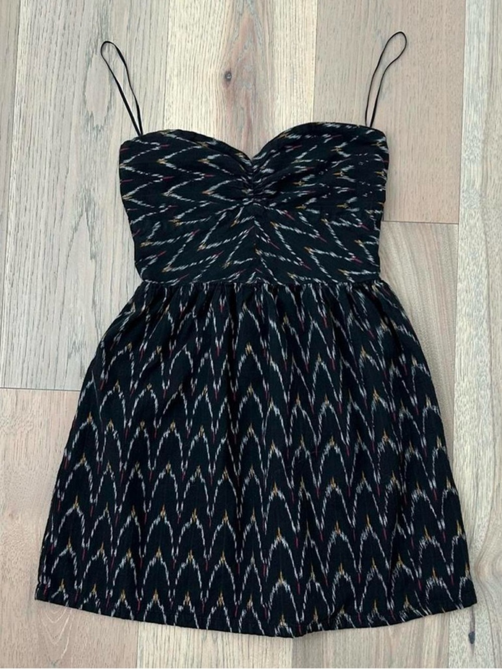 Roxy Black Patterned Strapless Sundress with Spaghetti Straps